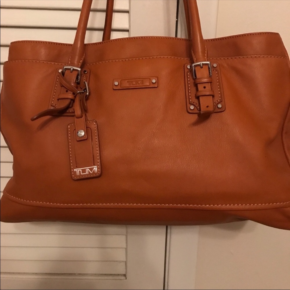 - Tumi leather premier large handbag